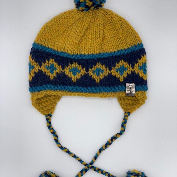 Hand Knitted Wool Beanie with Pom Pom - Picture 2 of 2